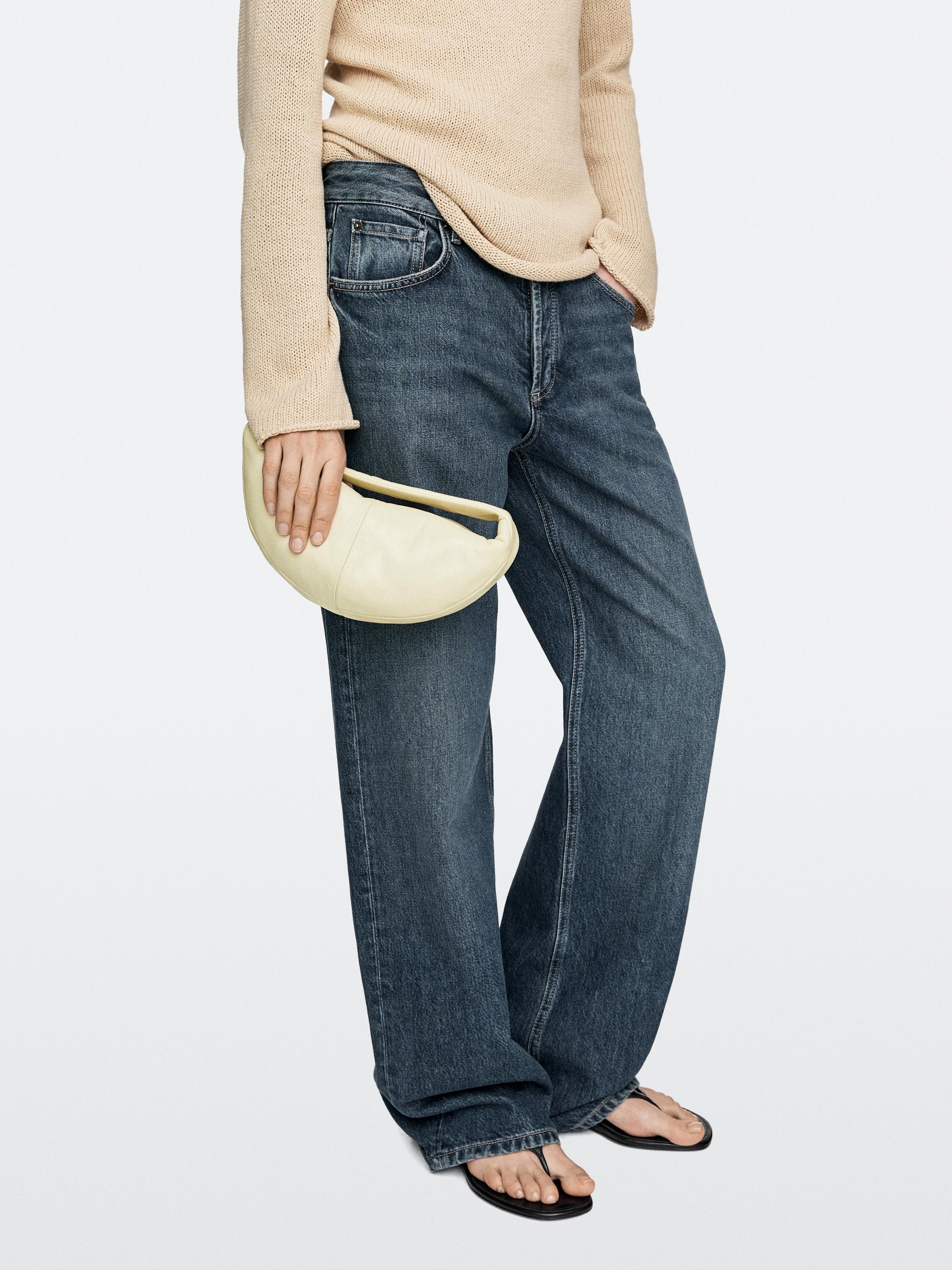 Mini sac à main demi-lune en cuir nappa